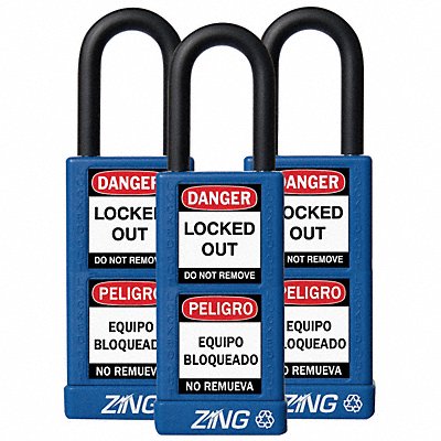 ZING 7088 D7359 Lockout Padlock KA Blue 3 H PK3