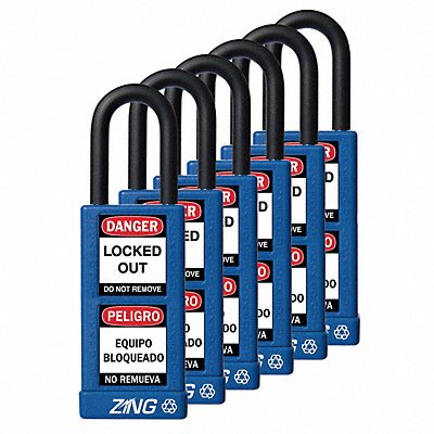 ZING 7089 D7361 Lockout Padlock KA Blue 3 H PK6
