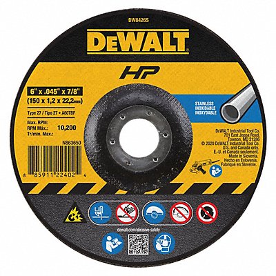 DEWALT DW8426S Abrsv Cut Whl 6In D 0.045In T 7/8In AH