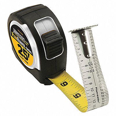 JOHNSON LEVEL 18190033 Tape Measure 1 In x 33 ft Chrome In.