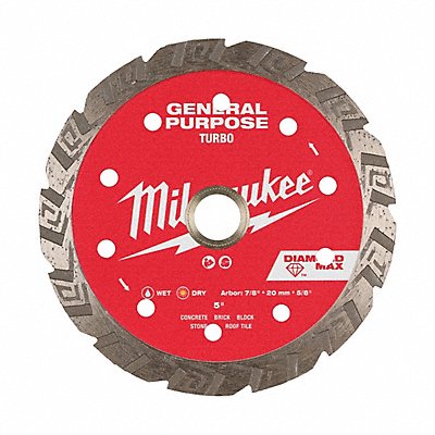 MILWAUKEE 49939105 Diamond Saw Blade Diam 5 Arbor 5/8 7/8