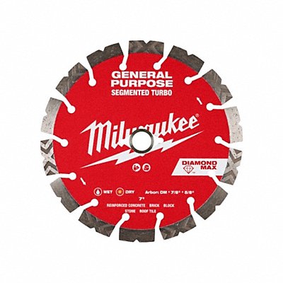 MILWAUKEE 49939007 Diamond Saw Blade Diam 7 Arbor 5/8 7/8