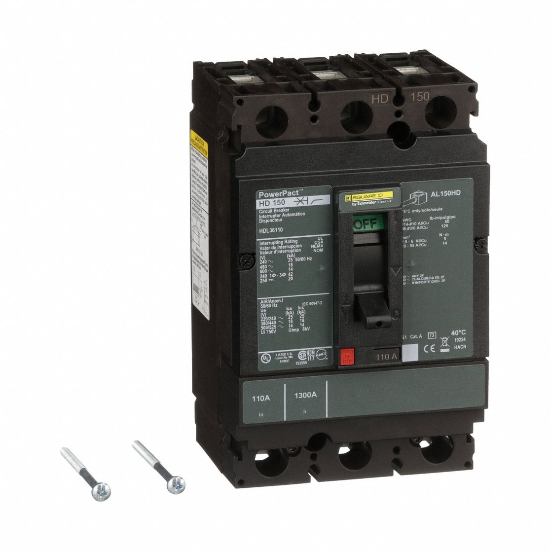 SQUARE D HDL36110 Molded Case Circuit Breaker 600V 110A
