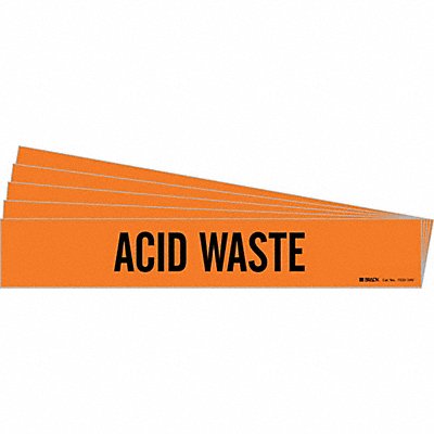 BRADY 73201HVPK Pipe Marker Black Acid Waste PK5