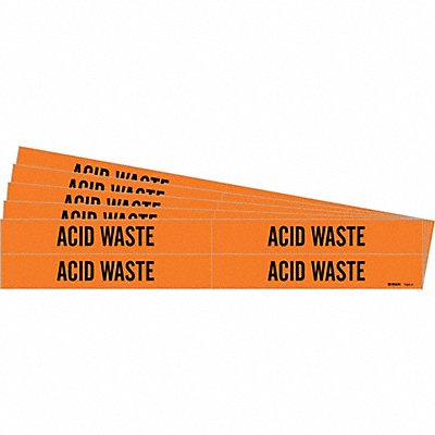 BRADY 73204PK Pipe Marker Black Acid Waste PK5