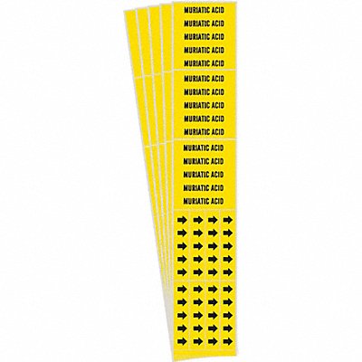 BRADY 71953CPK Pipe Marker Black Muriatic Acid PK5