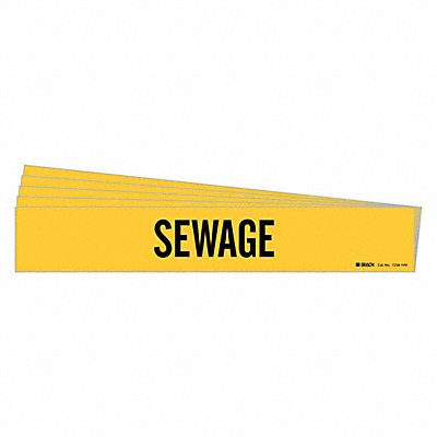 BRADY 72581HVPK Pipe Marker Adhesive Black Sewage PK5