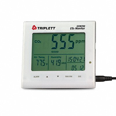 TRIPLETT GSM200 CO2 Monitor 23 F to 122 F LCD