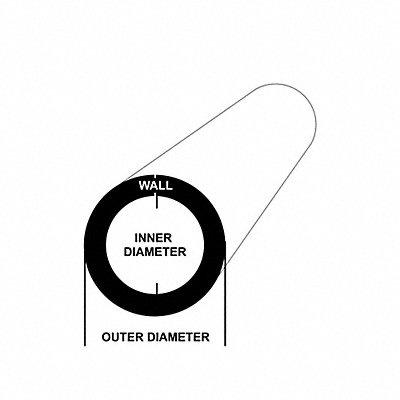 GRAINGER 4353720 Aluminum Round Tube 6 ft Overall L