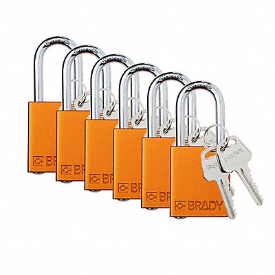 BRADY SDALORG38STKD6 K7938 Padlock 6 Pins Orange PK6
