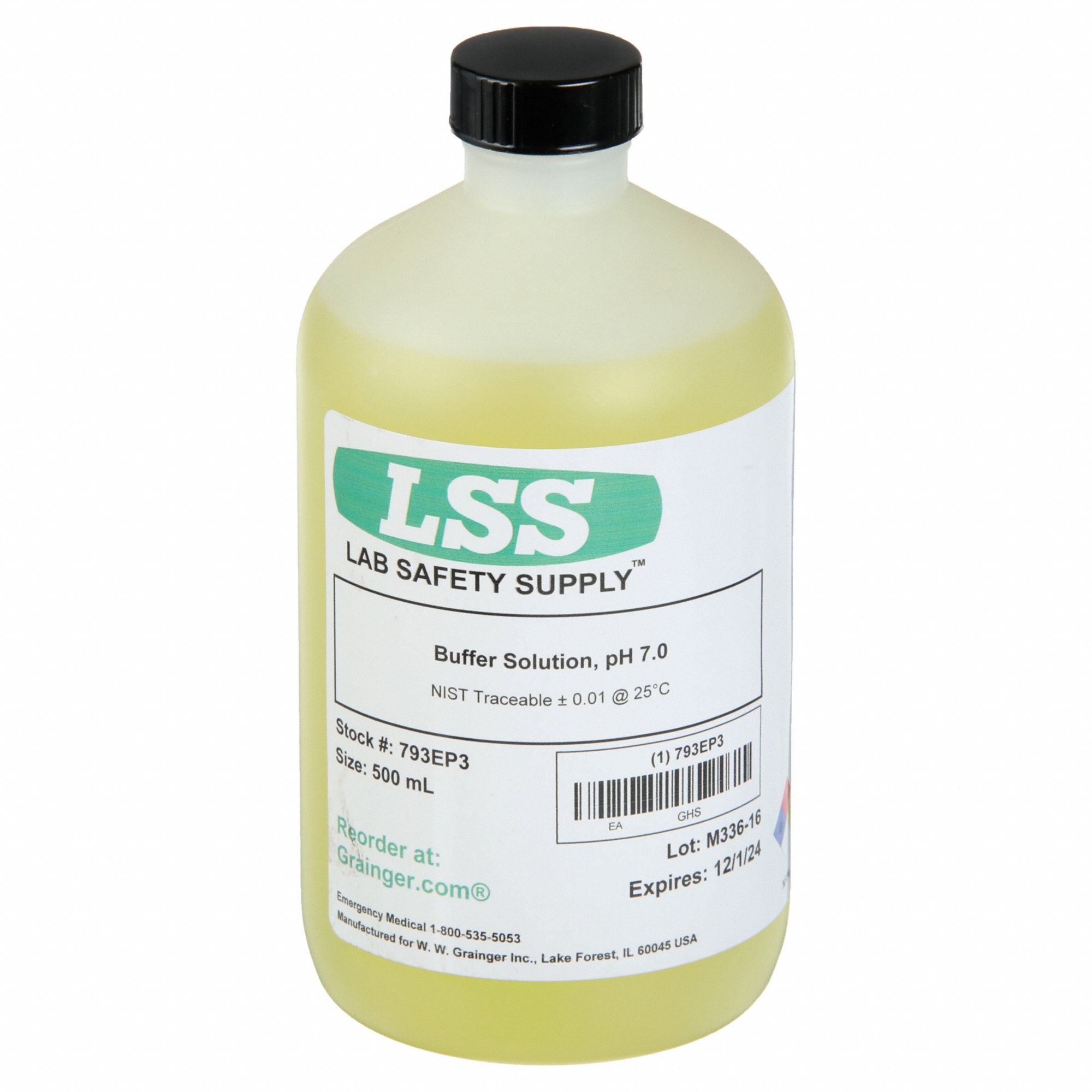 LAB SAFETY SUPPLY GR138800M01 Yellow Buffer Solution pH 7.00 500mL