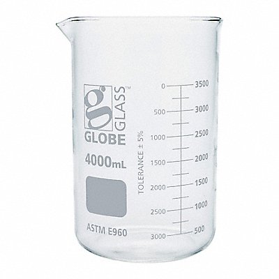 GLOBE SCIENTIFIC 8014000 Beaker 4 L 250 mm H 161 mm Dia