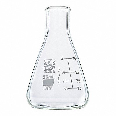 GLOBE SCIENTIFIC 8400050 Erlenmeyer Flask 50 mL 81 mm H PK12