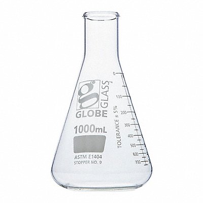 GLOBE SCIENTIFIC 8401000 Erlenmeyer Flask 1 L 219 mm H PK6