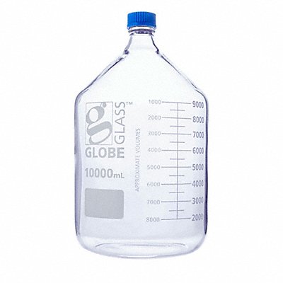 GLOBE SCIENTIFIC 810010K Media Bottle 410 mm H Clear 238 mm Dia
