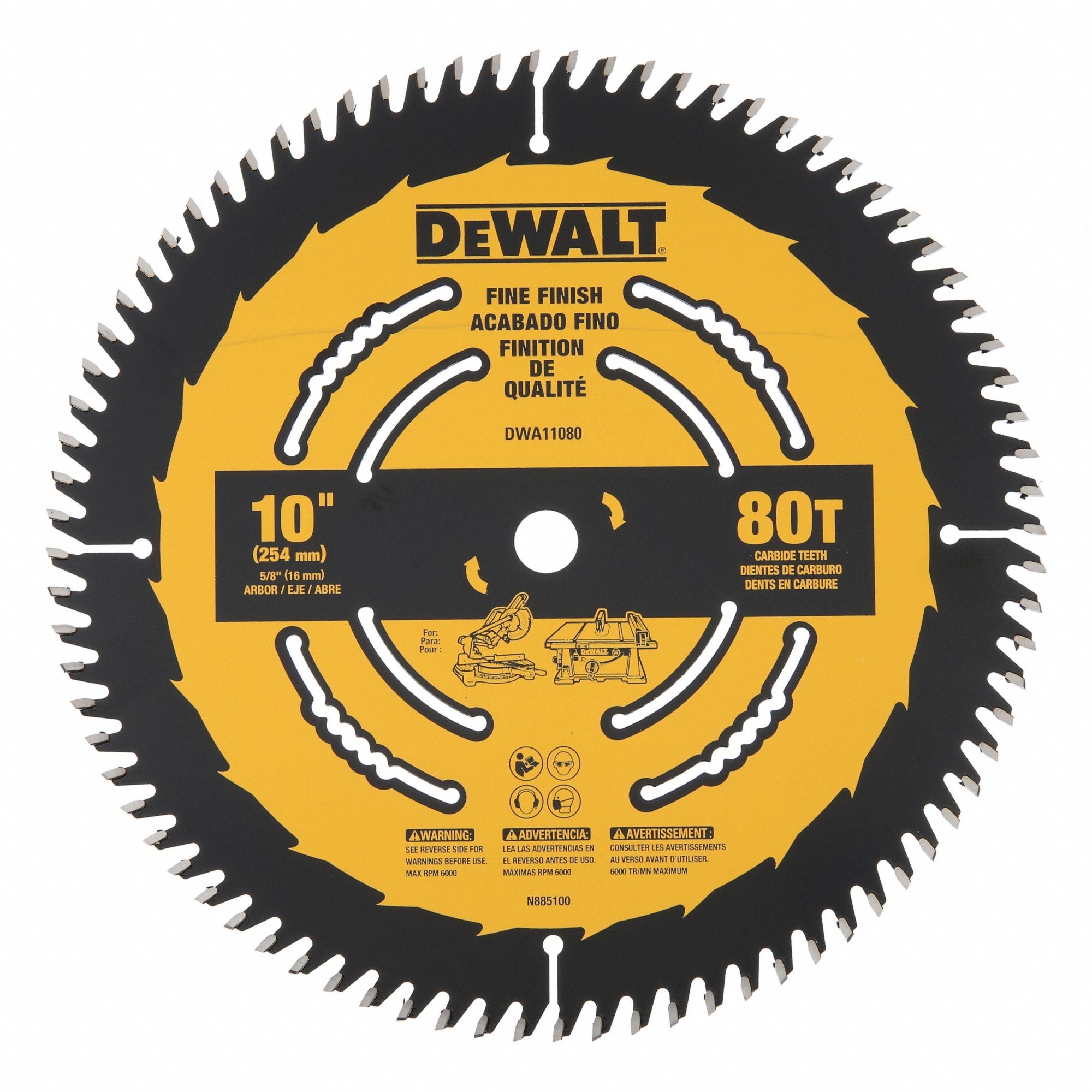 DEWALT DWA11080 Circular Saw Blades 10 in 80 Teeth