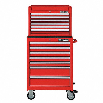 WESTWARD 7CX83 Red Light Duty Tool Chest/Cabinet Combo