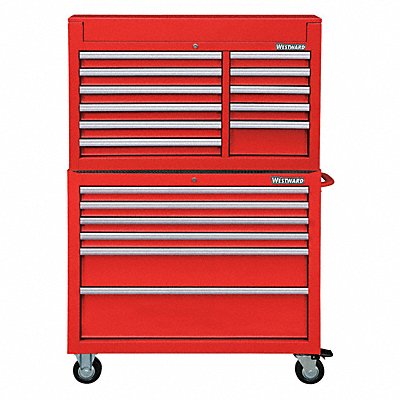 WESTWARD 7CX90 Red Heavy Duty Tool Chest/Cabinet Combo
