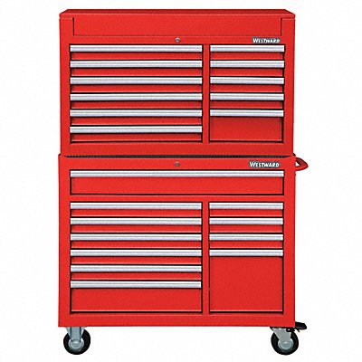 WESTWARD 7CX91 Red Heavy Duty Tool Chest/Cabinet Combo