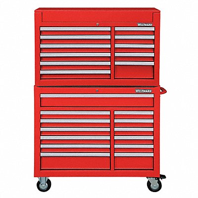 WESTWARD 7CX92 Red Heavy Duty Tool Chest/Cabinet Combo