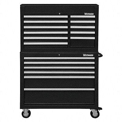 WESTWARD 7CY12 Black Heavy Duty Tool Chest/Cabinet Combo