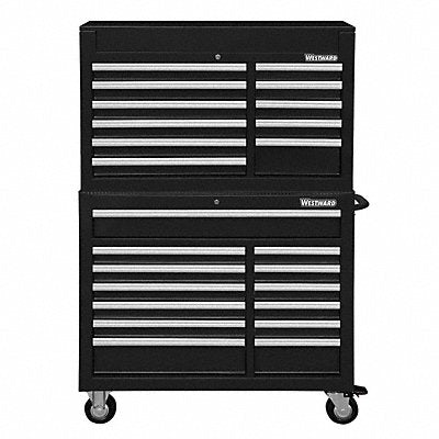 WESTWARD 7CY14 Black Heavy Duty Tool Chest/Cabinet Combo