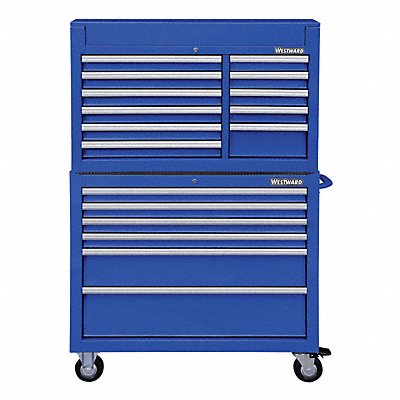 WESTWARD 7CY34 Blue Heavy Duty Tool Chest/Cabinet Combo