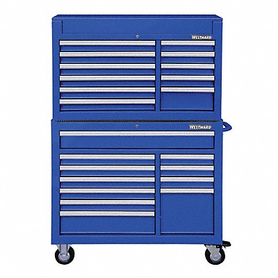 WESTWARD 7CY35 Blue Heavy Duty Tool Chest/Cabinet Combo