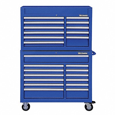 WESTWARD 7CY36 Blue Heavy Duty Tool Chest/Cabinet Combo