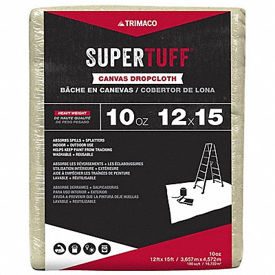 SUPERTUFF 51123 Drop Cloth 32 mil Cotton Canvas 15 ft L