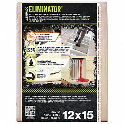 TRIMACO 80322 Leakprf/SlipResDropCloth Wht 12ftLx15ftW