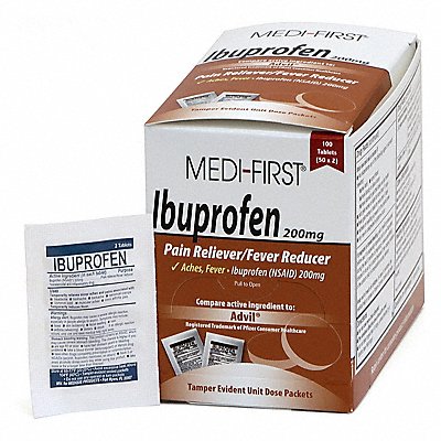 MEDI-FIRST 80833 Ibuprofen Pain/Fever Reducer 200mg PK100