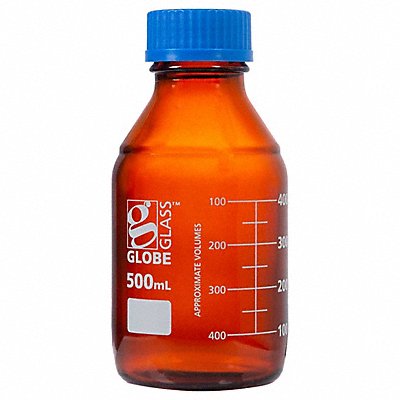 GLOBE SCIENTIFIC 8110500 Bottle 176 mm H Amber 86 mm Dia PK10
