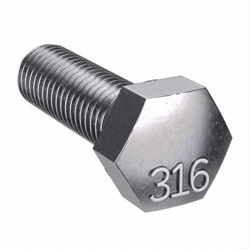 GRAINGER 32H75C1000 Hex Head Cap Screw Plain Stainless Steel 10 L