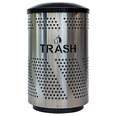 GRAINGER 821X34 Trash Can 304 Stainless Steel