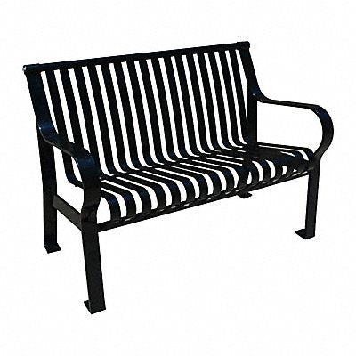 GRAINGER 824K05 Outdoor Bench Powder Coated Black Steel