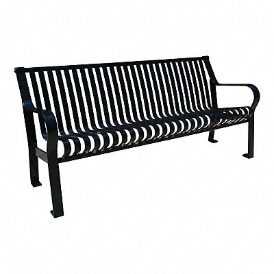 GRAINGER 824K06 Outdoor Bench Powder Coated Black Steel