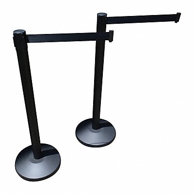 GRAINGER 826YK6 Belt Barrier System 40 1/2 in H Blk PK2