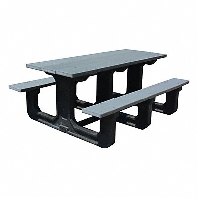 GRAINGER GGS115903 Picnic Table Unassembled Plastic Gray