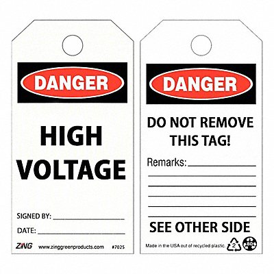 ZING 7025 Safety Tag 5 3/4 Overall H Plastic