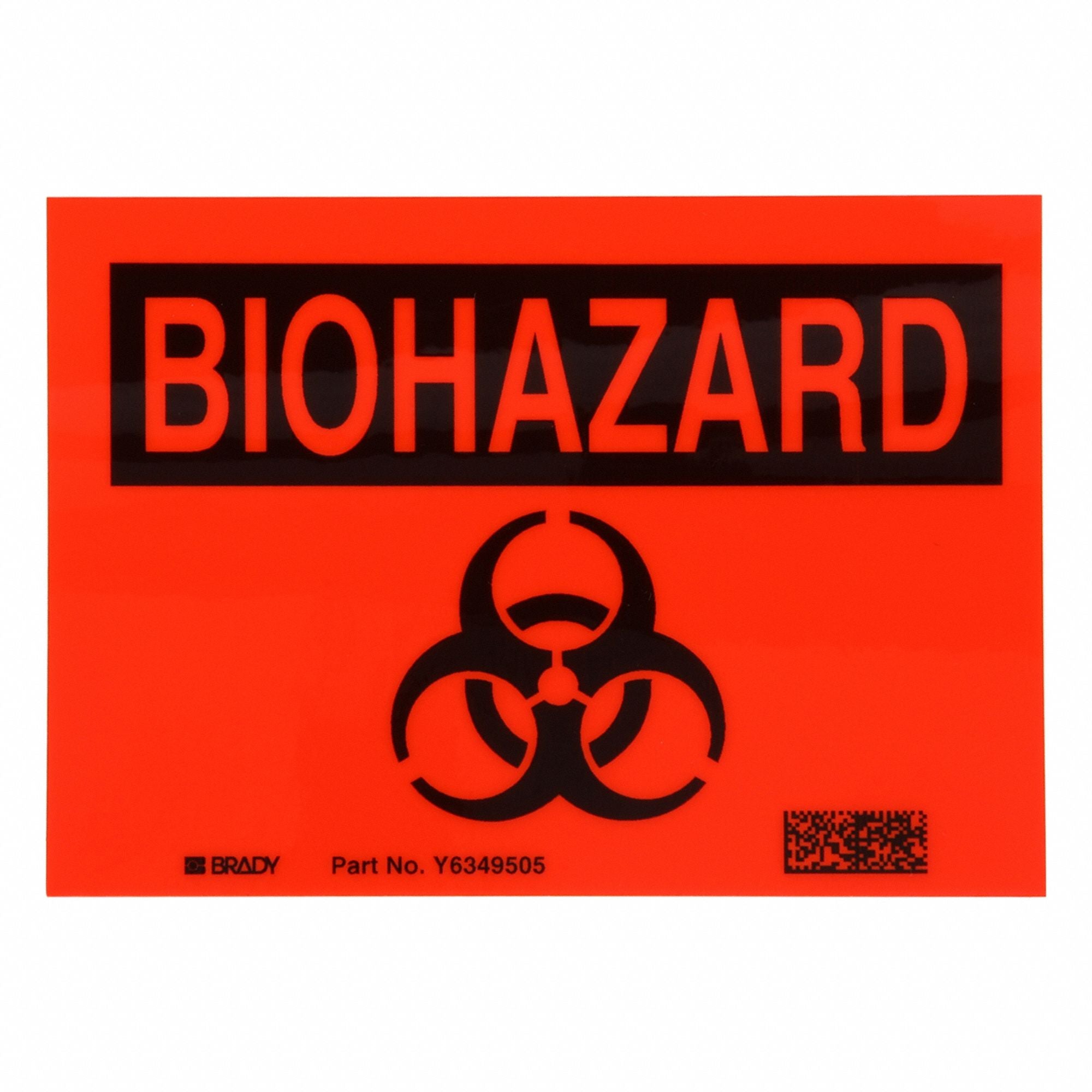 BRADY 20334LSA Label Biohazard Message 5 W Vinyl PK20
