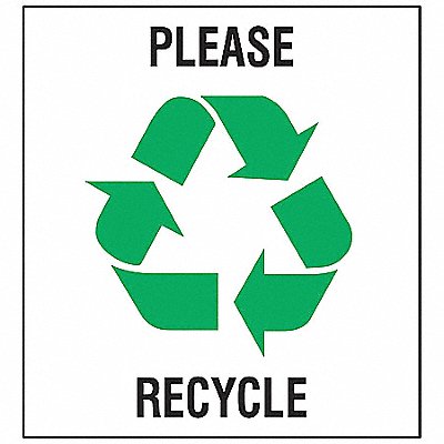 BRADY 20642LFLS Recycle Label 10 in x 10 in Vinyl PK5