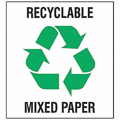 BRADY 18410FLS Recycle Label 5 in x 5 in Vinyl PK5