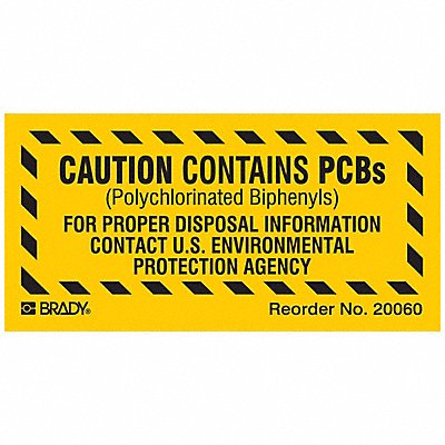 BRADY 20060LS Chemical Label Polyester 2 in W PK100