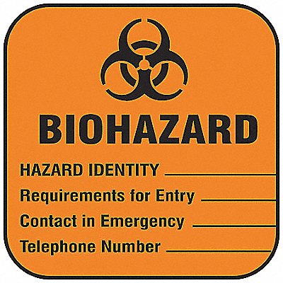 BRADY 22350LS Biohazard Label 2 in x 4 in PK100