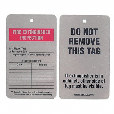 SEE ALL INDUSTRIES TUFFIRE Inspect Tag Embossable Alum 5 H 3 W PK25