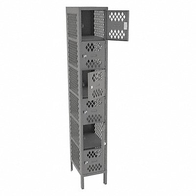 TENNSCO VBL612181MEDGrey Box Locker Ventilated 1 Wide 6 Tier Grey