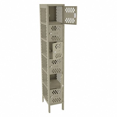 TENNSCO VBL612181SND Box Locker Ventilated 1 Wide 6 Tier Sand