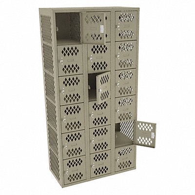 TENNSCO VBL61218CSND Box Locker Ventilated 3 Wide 6 Tier Sand