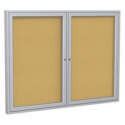 GHENT PA23660K Enclosed Bulletin Board Cork 60x36 In.